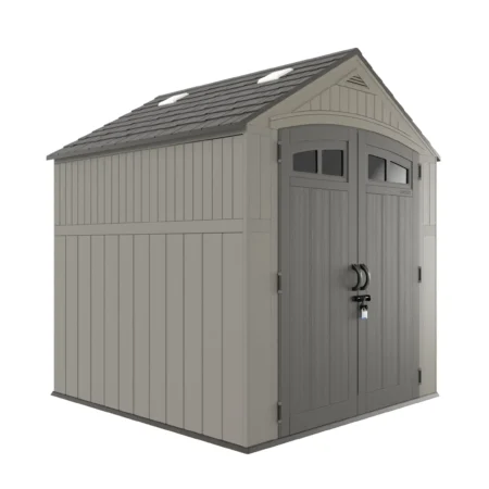 A 3D rendering of a large storage shed used in hardware environments.