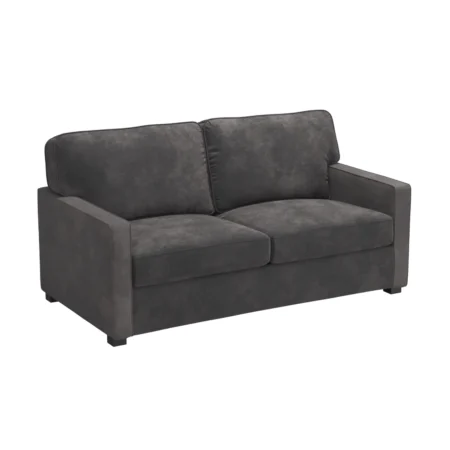 A 3D model of a square arm sofa for modern living room furnishing.