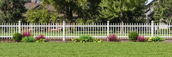 Exterior fence visualized in CGI rendering for modern construction.