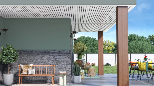 Modern porch details captured through CGI product rendering.