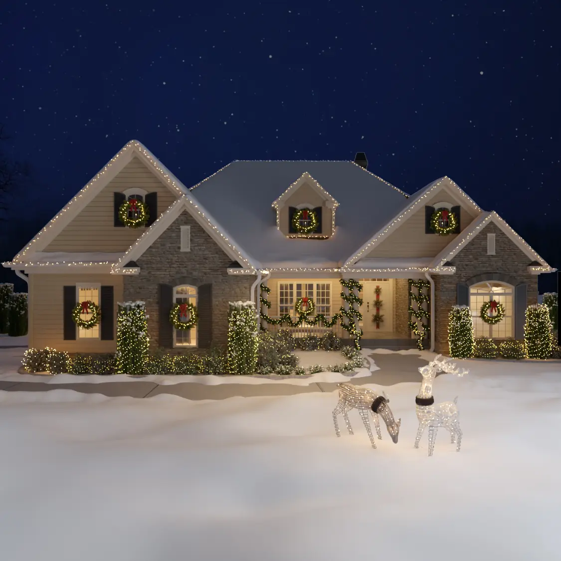 architectural rendering services image featuring Christmas Exterior Design.