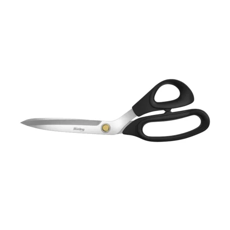 A hardware tools 3D rendering of scissors with black handles used in the hardware industry.