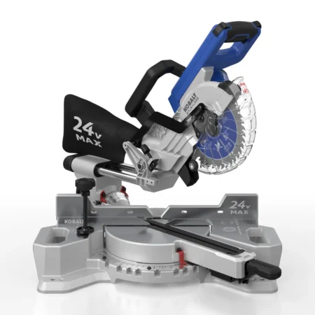 Mitre saw render showcasing power tools for home improvement.