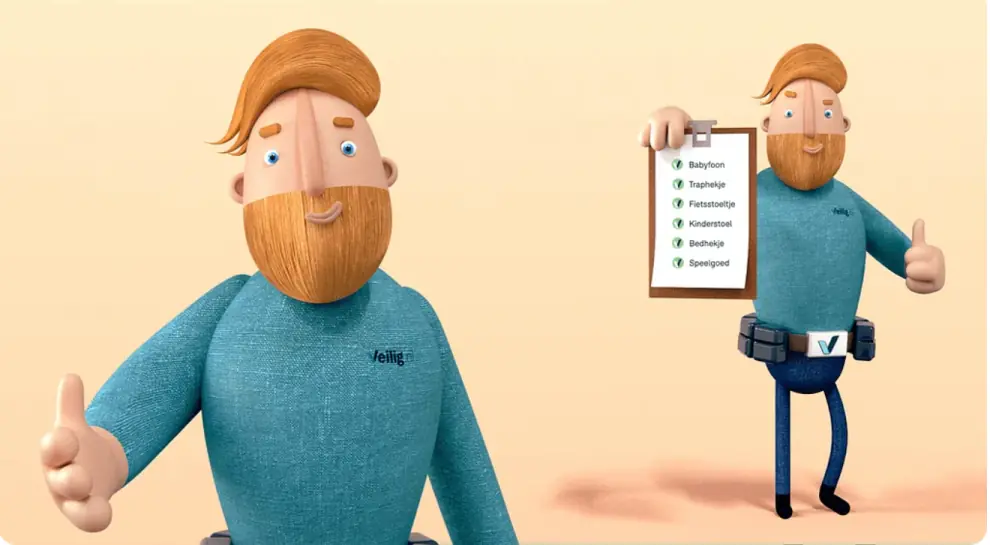 Character holding clipboard animated with 3D product animation services for a tutorial.