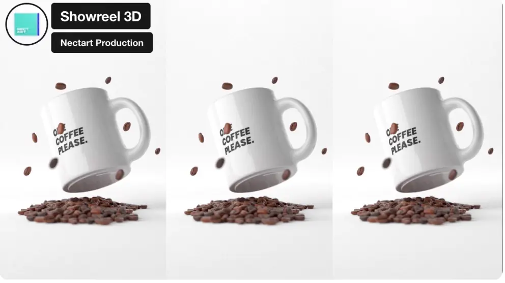 Coffee cup animated with 3D product animation services for an advertisement.