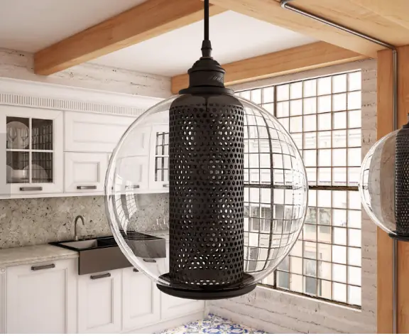 A kitchen lamp with 3D texturing showcased in a modern home decor setting.