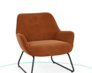 Best 3D modeling services rendering an orange chair for enhanced furniture visuals.