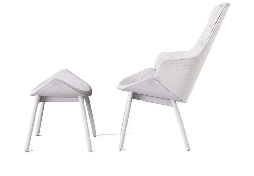 Best 3D modeling services showcasing a white chair for product visualization.