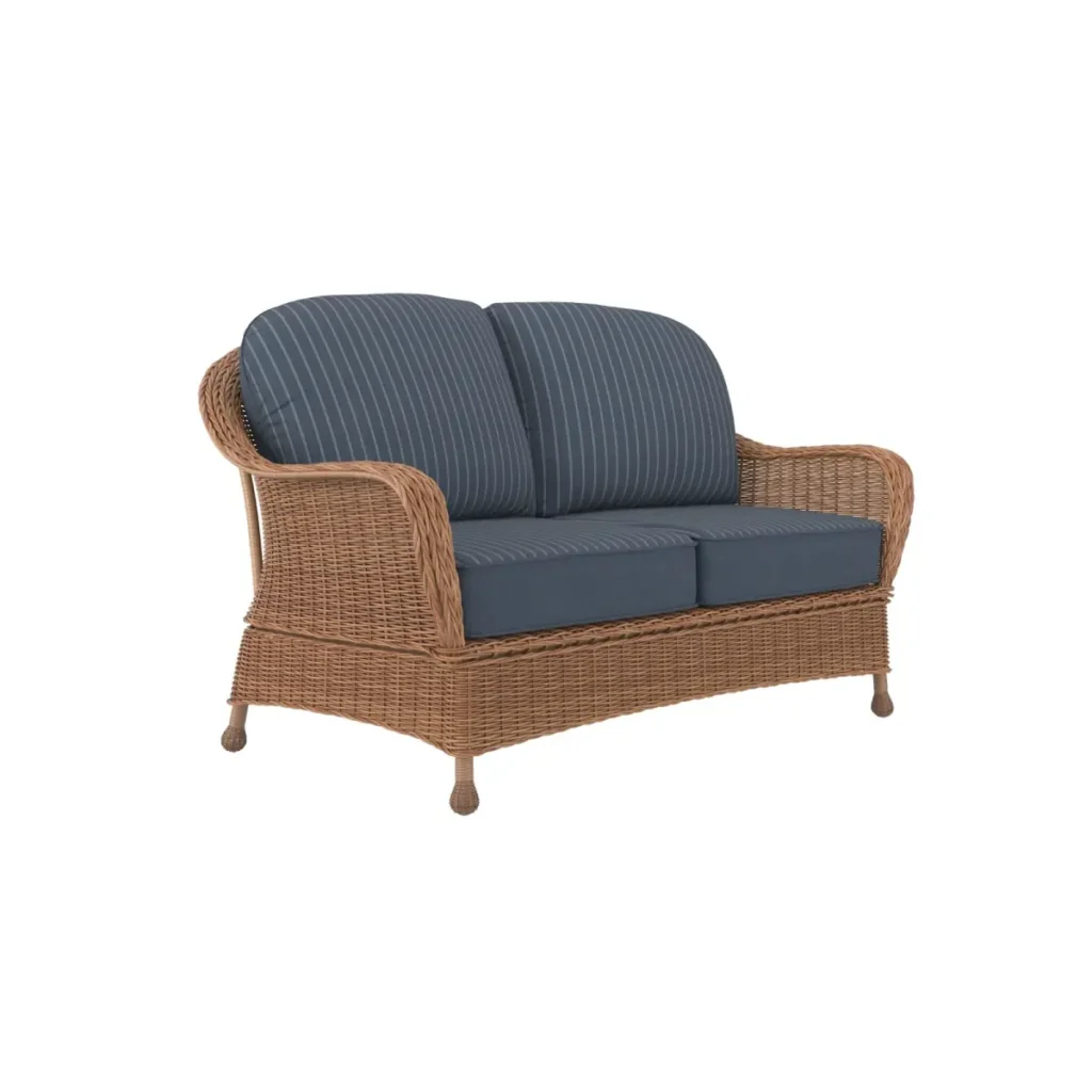 eCommerce photography service displaying a wicker sofa for home and outdoor use.