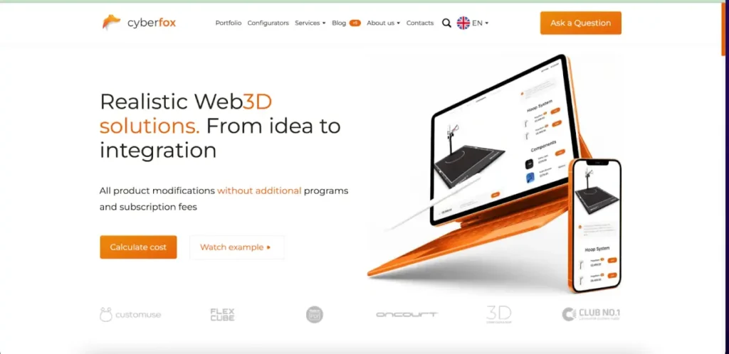 3D web rendering showcasing product rendering services in the technology field.