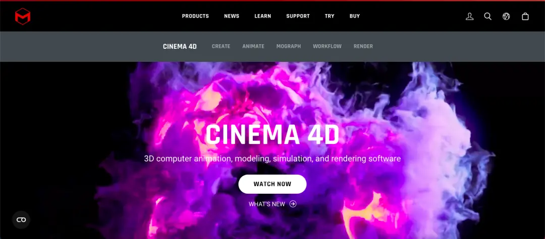 Cinema 4D tools used for animations and visual effects.